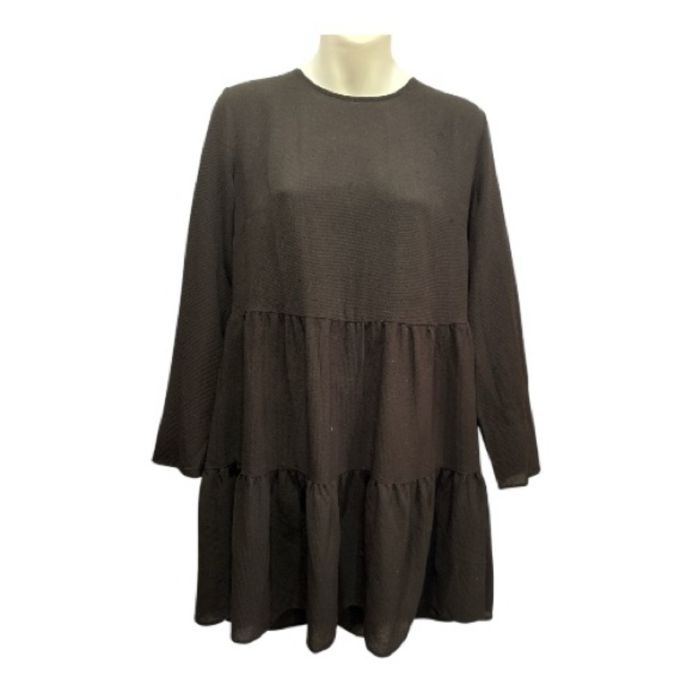 ASOS Black Long Sleeve Tiered Dress size 8